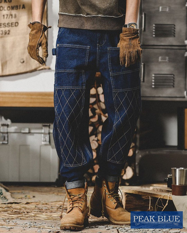 【BLUE LABEL】Diamond Stitch Double Knee Jeans P0301